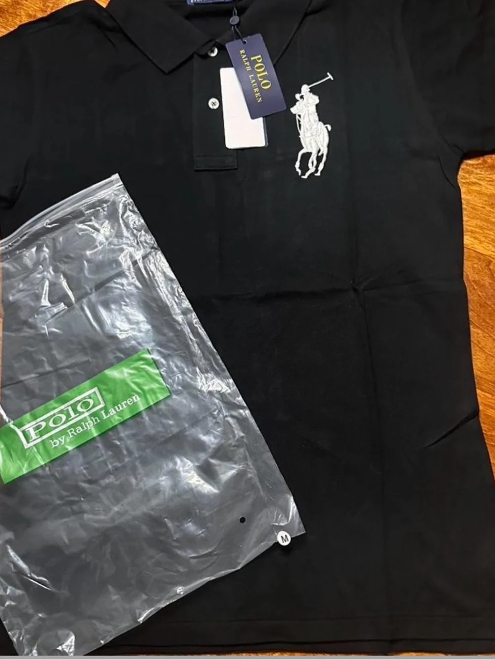 Ralph Lauren Black Polo Shirt with White Pony Logo